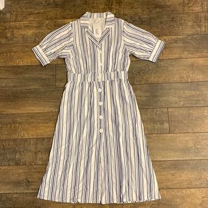 Striped Button Down Midi Dress